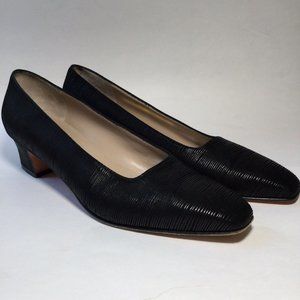 Salvatore Ferragamo Size 6.5 B Black Classic Block Heel Pumps Designer Italy